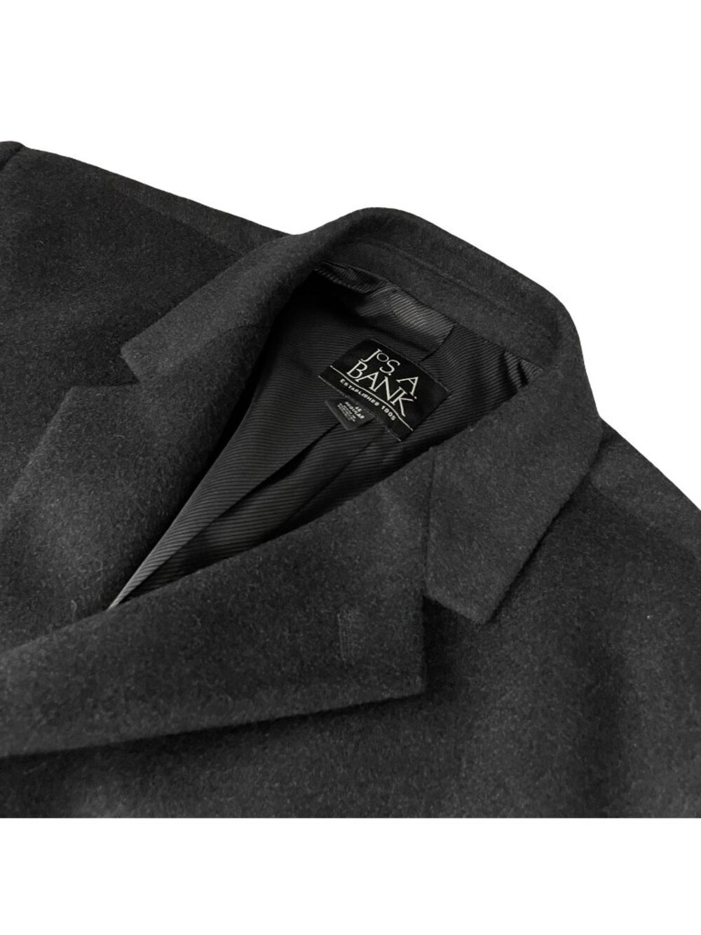 Jos A Bank Men’s Wool Blend 3-Button Trench Overcoat Gray • 46R